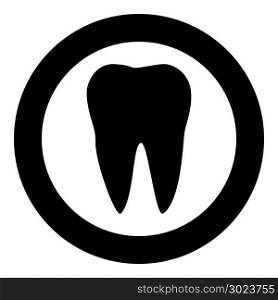 Tooth the black color icon in circle or round vector illustration