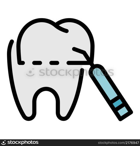 Tooth treatment icon. Outline tooth treatment vector icon color flat isolated. Tooth treatment icon color outline vector