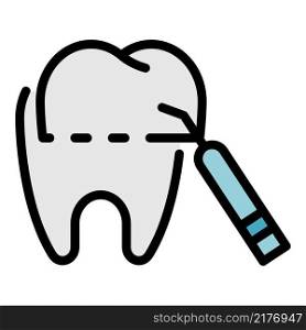 Tooth treatment icon. Outline tooth treatment vector icon color flat isolated. Tooth treatment icon color outline vector