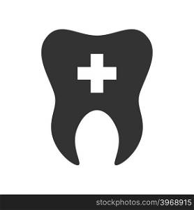 Tooth with cross icon. Logo template of tooth. Dental symbol sign