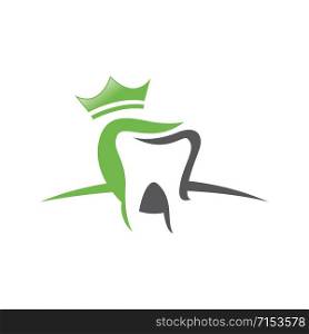 Tooth with crown illustration logo template design for dental or dentist.