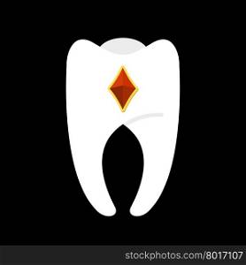 Tooth with diamonds. White clean tooth with gem. Vector illustration logo, emblem&#xA;