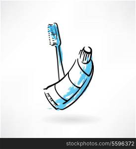 toothbrush and toothpaste grunge icon