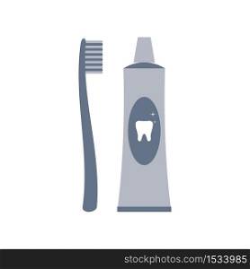 Toothbrush and toothpaste icon isolated on white background. Vector illustration