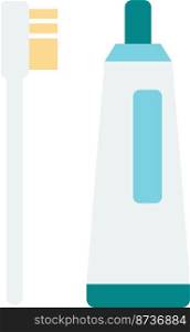 toothbrush and toothpaste illustration in minimal style isolated on background