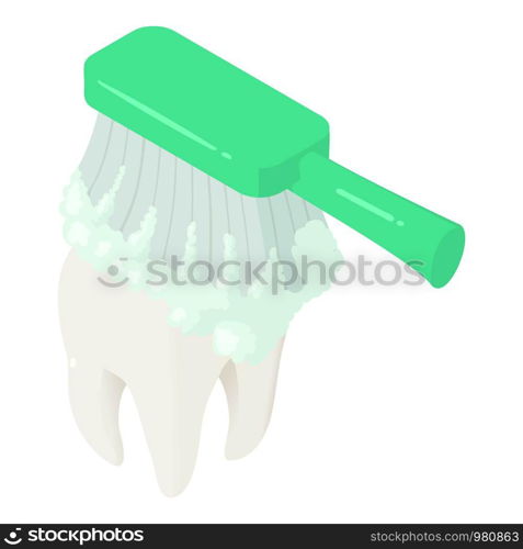 Toothbrush clean tooth icon. Isometric of toothbrush clean tooth vector icon for web design isolated on white background. Toothbrush clean tooth icon, isometric style