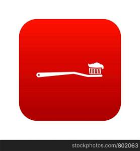 Toothbrush icon digital red for any design isolated on white vector illustration. Toothbrush icon digital red