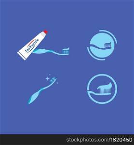 Toothbrush logo vector flat design