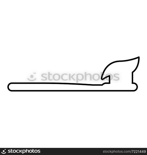 Toothbrush with pasta toothpaste Concept of dentistry contour outline icon black color vector illustration flat style simple image. Toothbrush with pasta toothpaste Concept of dentistry contour outline icon black color vector illustration flat style image