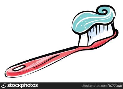 Toothbrush with paste, illustration, vector on white background.