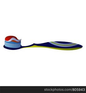Toothbrush with toothpaste icon. Cartoon of toothbrush with toothpaste vector icon for web design isolated on white background. Toothbrush with toothpaste icon, cartoon style