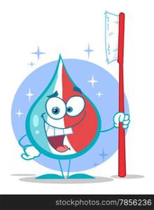Toothpaste Cartoon Character Holding A Toothbrush
