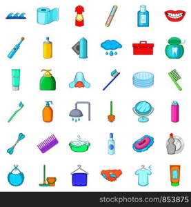 Toothpaste icons set. Cartoon style of 36 toothpaste vector icons for web isolated on white background. Toothpaste icons set, cartoon style