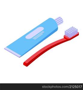 Toothpaste toothbrush icon isometric vector. Tooth brush. Dental tube. Toothpaste toothbrush icon isometric vector. Tooth brush