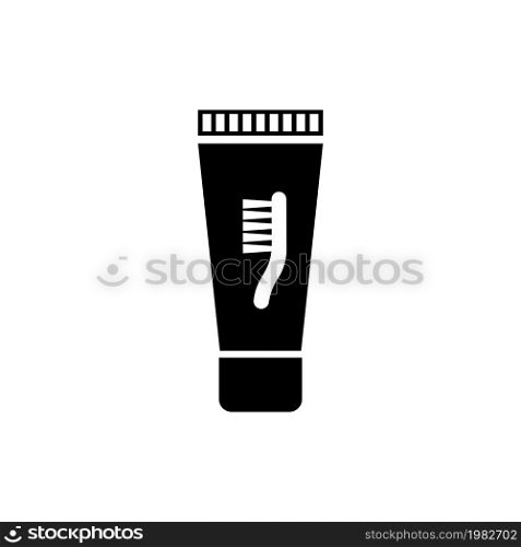 Toothpaste Tube. Flat Vector Icon illustration. Simple black symbol on white background. Toothpaste Tube sign design template for web and mobile UI element. Toothpaste Tube Flat Vector Icon