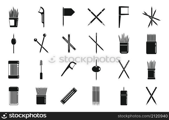 Toothpick icons set simple vector. Clean accessory. Dental toothpick. Toothpick icons set simple vector. Clean accessory