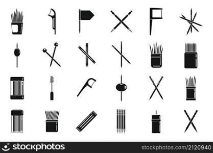 Toothpick icons set simple vector. Clean accessory. Dental toothpick. Toothpick icons set simple vector. Clean accessory