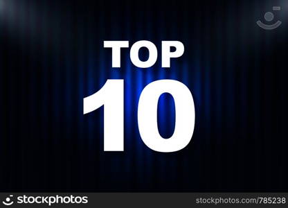 Top 10 text with illumination. Vector illustration. Top 10 text with illumination. Vector stock illustration