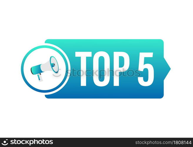 Top 5 label. Golden laurel wreath icon. Vector stock illustration. Top 5 label. Golden laurel wreath icon. Vector stock illustration.