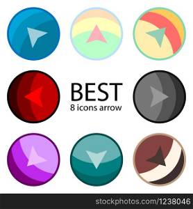 top 8 vector direction arrow icons in colorful circles