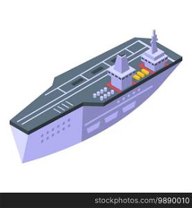 Top aircraft carrier icon. Isometric of top aircraft carrier vector icon for web design isolated on white background. Top aircraft carrier icon, isometric style