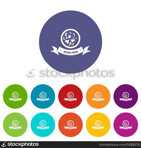 Top asian food icons color set vector for any web design on white background. Top asian food icons set vector color