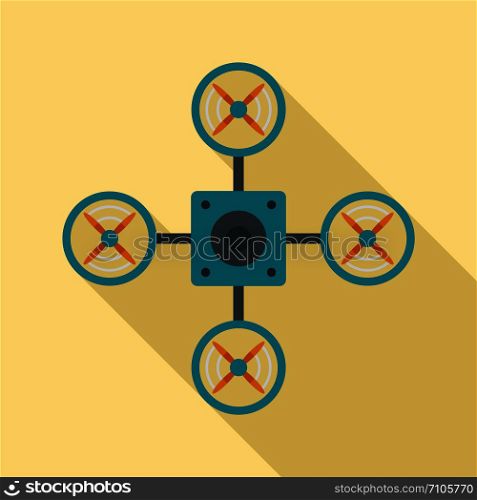 Top blue drone icon. Flat illustration of top blue drone vector icon for web design. Top blue drone icon, flat style