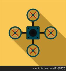 Top blue drone icon. Flat illustration of top blue drone vector icon for web design. Top blue drone icon, flat style