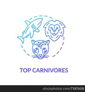 Top carnivores concept icon. Wild animals. Food chain apex predators. Marine and land ecosystems idea thin line illustration. Vector isolated outline RGB color drawing