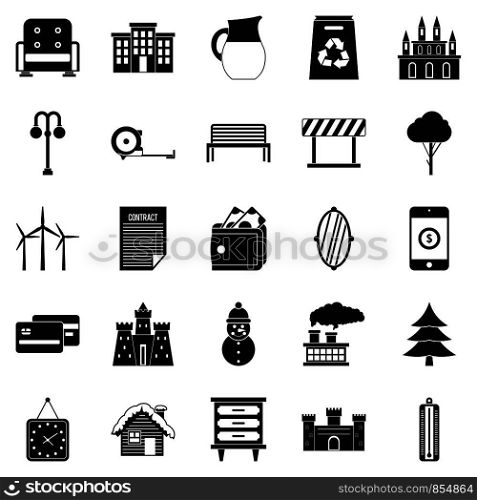 Top drawer icons set. Simple set of 25 top drawer vector icons for web isolated on white background. Top drawer icons set, simple style