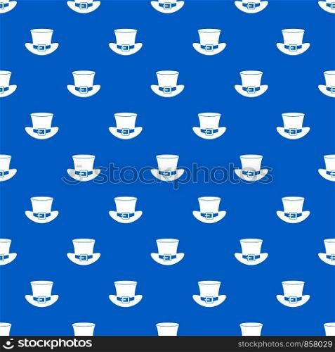 Top hat with buckle pattern repeat seamless in blue color for any design. Vector geometric illustration. Top hat with buckle pattern seamless blue