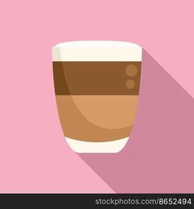 Top latte icon flat vector. Glass cup. Milk cream. Top latte icon flat vector. Glass cup