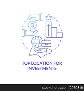 Top location for investments blue gradient concept icon. Singapore business abstract idea thin line illustration. Foreign investors. Isolated outline drawing. Roboto-Medium, Myriad Pro-Bold fonts used. Top location for investments blue gradient concept icon