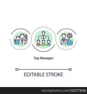 Top manager concept icon. Responsibility in organization idea thin line illustration. Board of directors and shareholders. Vector isolated outline RGB color drawing. Editable stroke.. Top manager concept icon