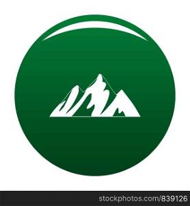 Top of mountain icon. Simple illustration of top of mountain vector icon for any design green. Top of mountain icon vector green