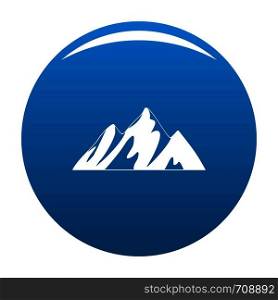 Top of mountain icon vector blue circle isolated on white background . Top of mountain icon blue vector