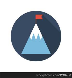 Top of Mountain with Flag Flat Icon. Goal Business Achieve. Top of Mountain with Flag Flat Icon. Goal Business Achieve.