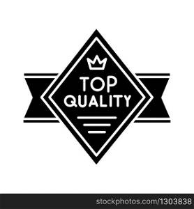Top quality black glyph icon. Premium product and high class service silhouette symbol on white space. Brand equity, VIP status. Diamond shaped superior goods badge vector isolated illustration