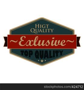 Top quality blue vintage banner. Retro label with brown ribbon on a white background. Top quality blue vintage banner