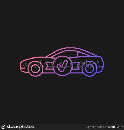 Top quality car gradient vector icon for dark theme. High-rated professional vehicle. Well-engineered sports auto model. Thin line color symbol. Modern style pictogram. Vector isolated outline drawing. Top quality car gradient vector icon for dark theme