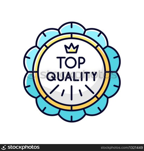 Top quality RGB color icon. Premium goods, luxurious products emblem. High class quality, brand equity. Prestigious badge with crown isolated vector illustration