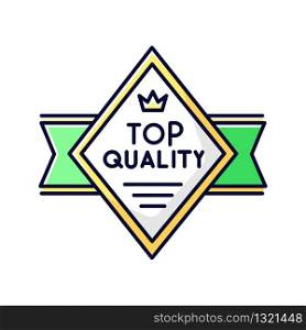 Top quality RGB color icon. Premium product and high class service. Brand equity, VIP status. Diamond shaped superior goods badge isolated vector illustration