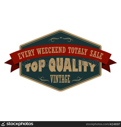 Top quality vintage banner. Retro label with brown ribbon on a white background. Top quality vintage banner