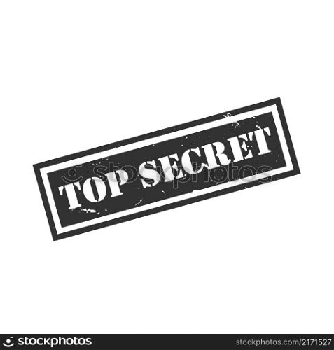 Top secret black grunge stamp isolated on white backgound. Vector stock