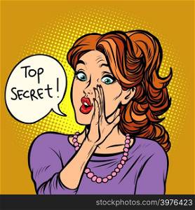 top secret. women gossip rumor. Comic cartoon pop art retro vector illustration drawing. top secret. women gossip rumor