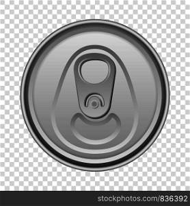 Top tin can mockup. Realistic illustration of top tin can vector mockup for on transparent background. Top tin can mockup, realistic style