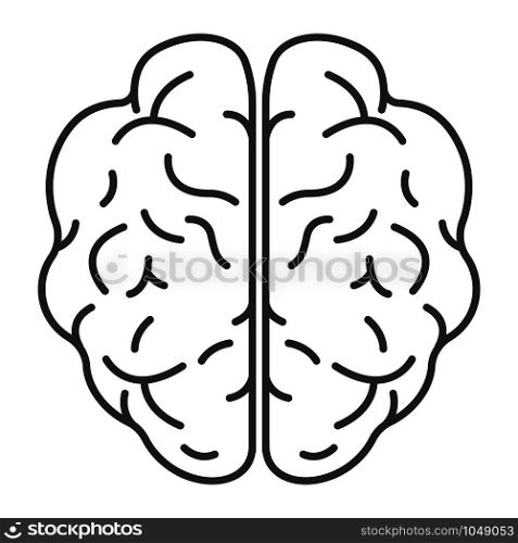 Top view brain icon. Outline top view brain vector icon for web design isolated on white background. Top view brain icon, outline style