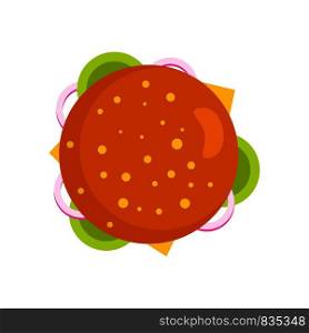 Top view burger icon. Flat illustration of top view burger vector icon for web isolated on white. Top view burger icon, flat style