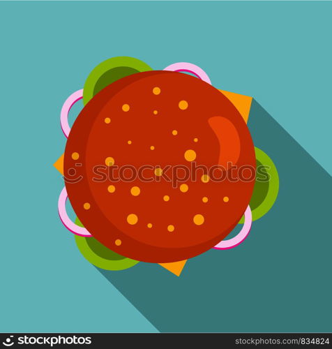 Top view burger icon. Flat illustration of top view burger vector icon for web design. Top view burger icon, flat style