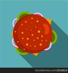 Top view burger icon. Flat illustration of top view burger vector icon for web design. Top view burger icon, flat style
